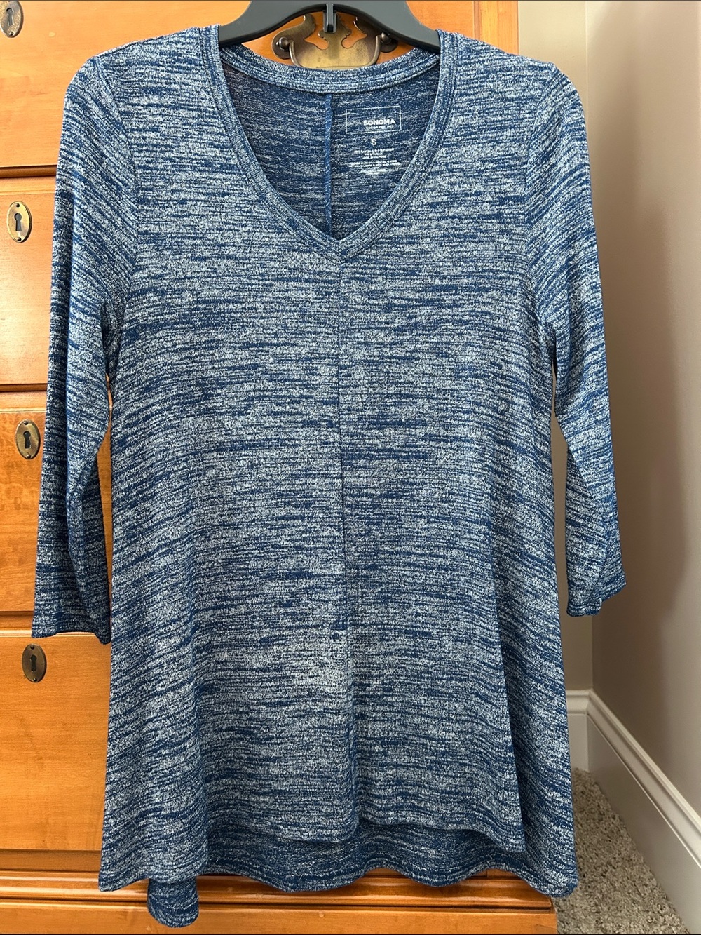Sonoma Blue Marled V-Neck Tunic, S